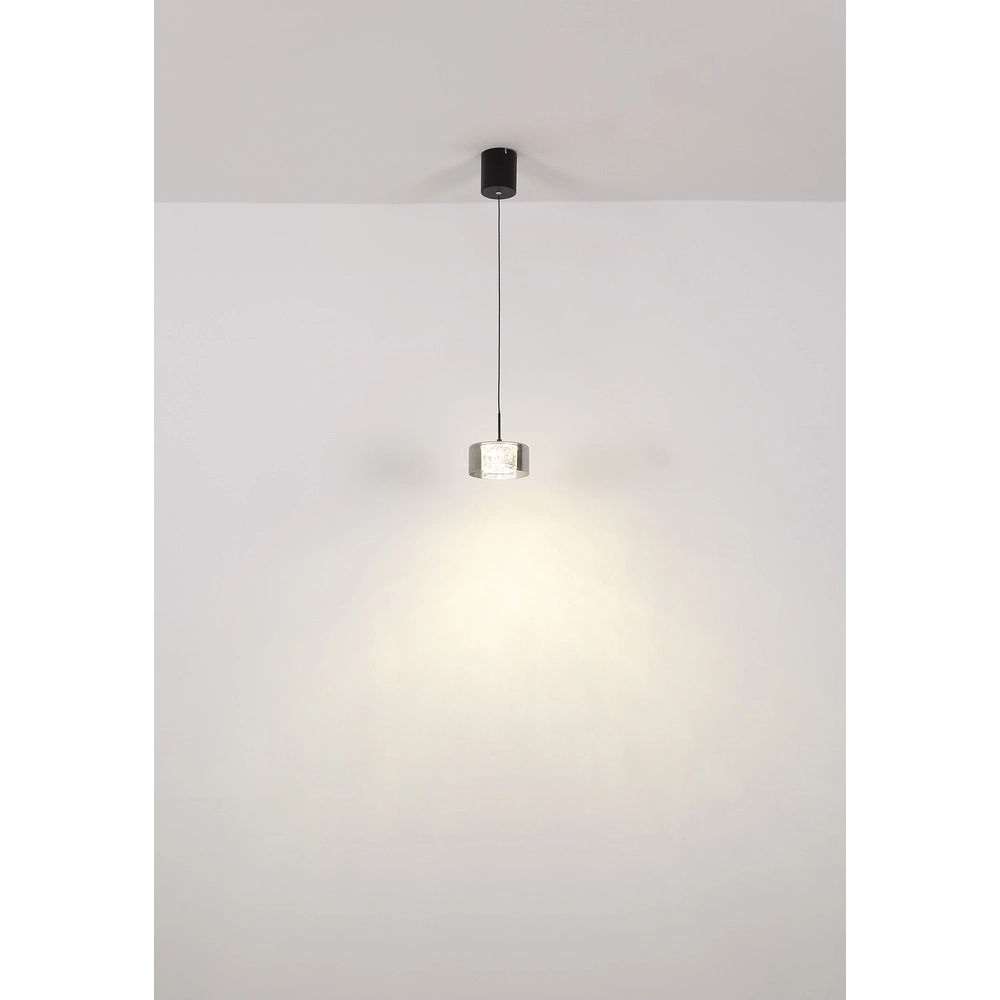 Design pendant lamp Fogsy Single black with smoke glass Globo 9007371450381