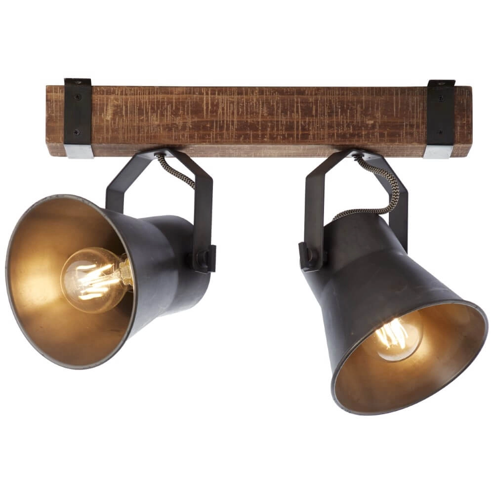 2-light ceiling lamp Decca black with brown Brilliant 4004353361449
