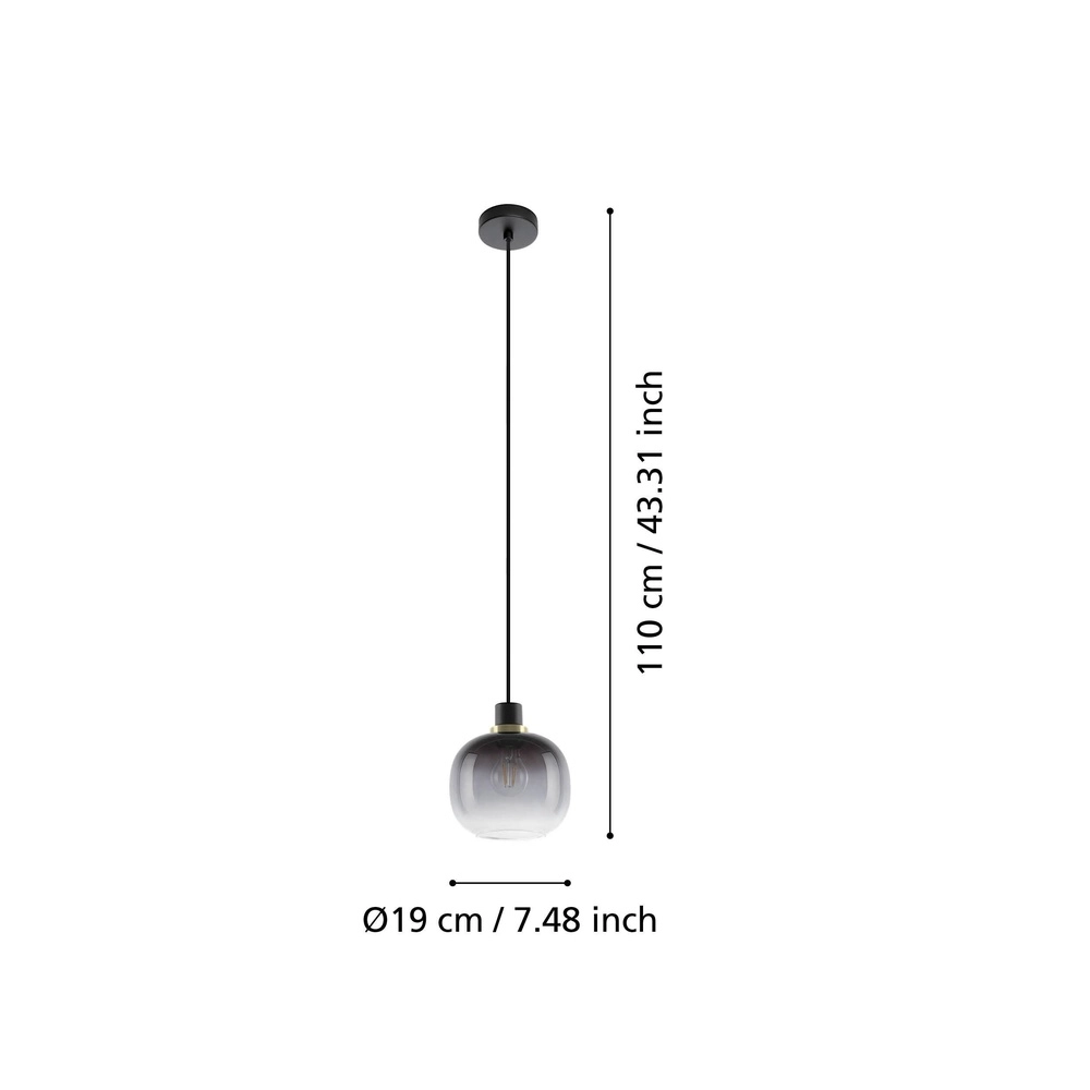 Glass pendant lamp Oilella Ø 19cm - smoke glass Eglo 9002759996161