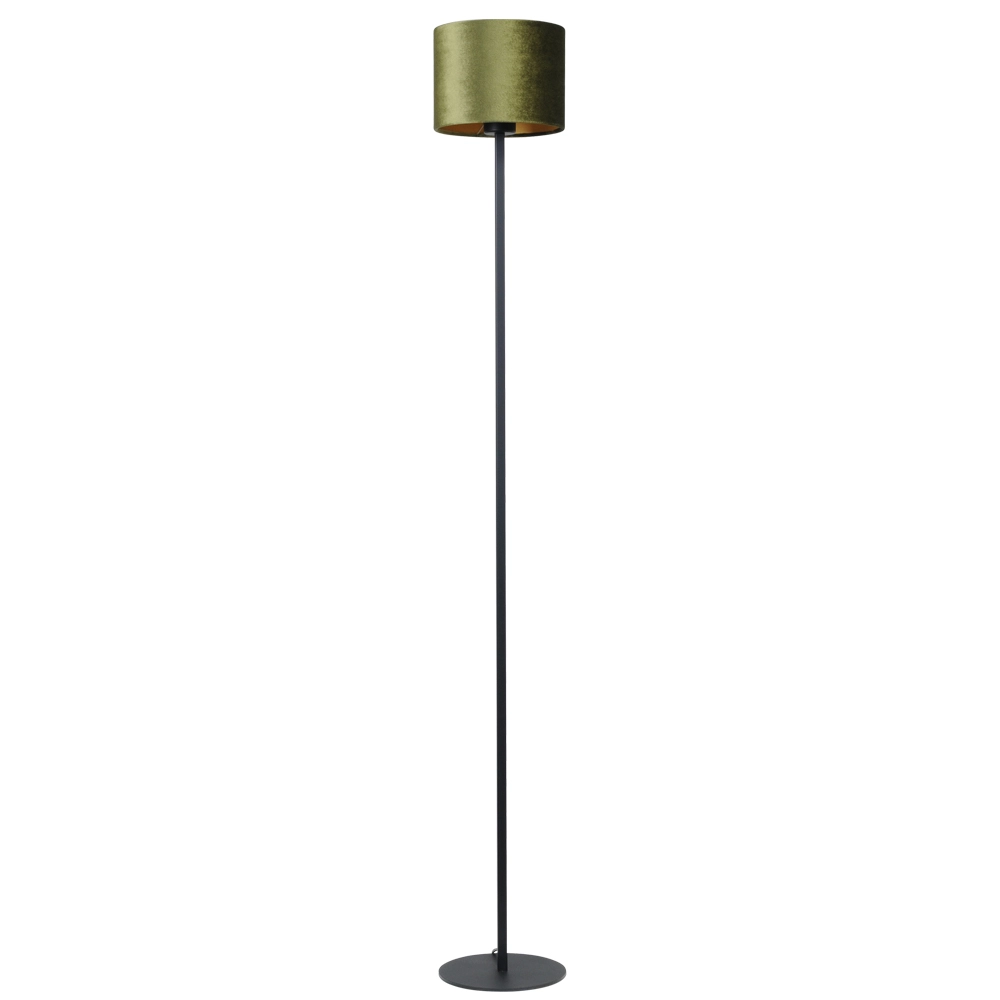 Black floor lamp Venus 150cm with olive green lampshade