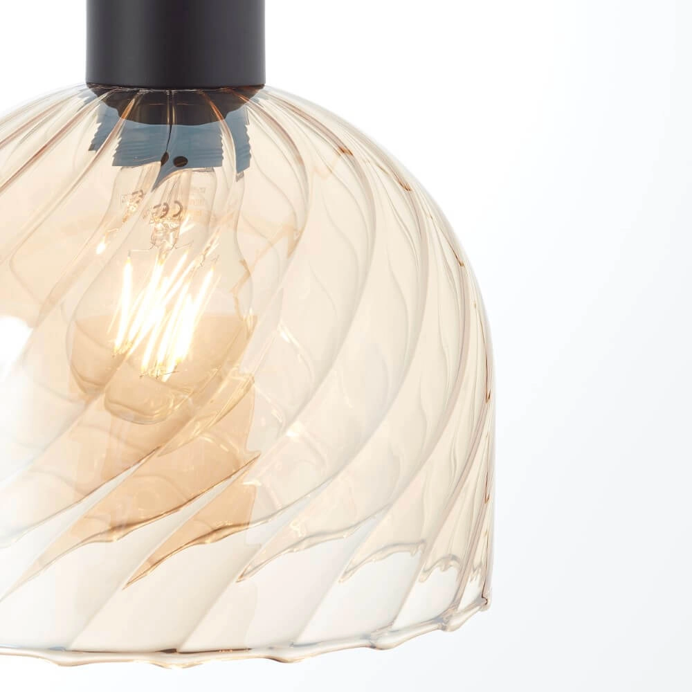 Pendant lamp Casto black with amber glass Brilliant 4004353446863