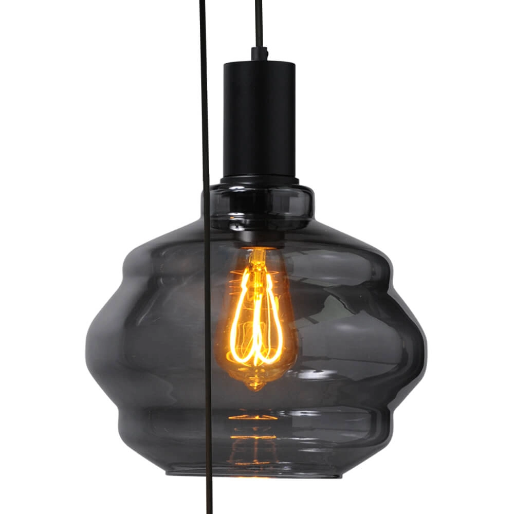 5-light loft hanging lamp - black - Porto with Ball glasses Masterlight 8718121271279