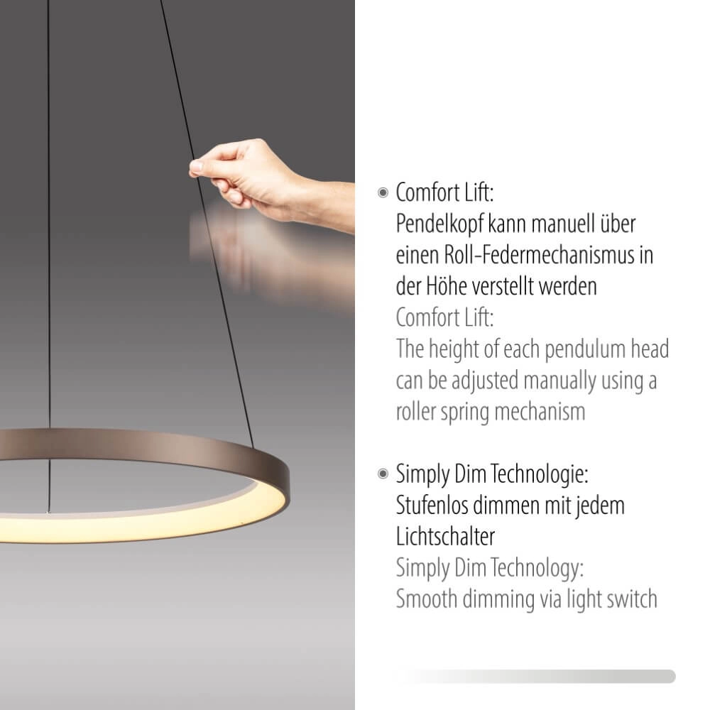Round pendant lamp Hoop brown Paul Neuhaus 4012248384701