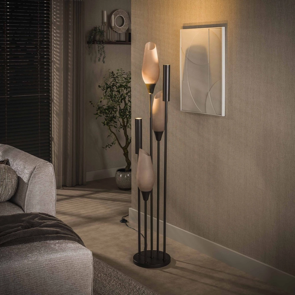 Stylish floor lamp Cocoon 3x E27 - 2x GU10 - frosted glass Lyora 8716803511927