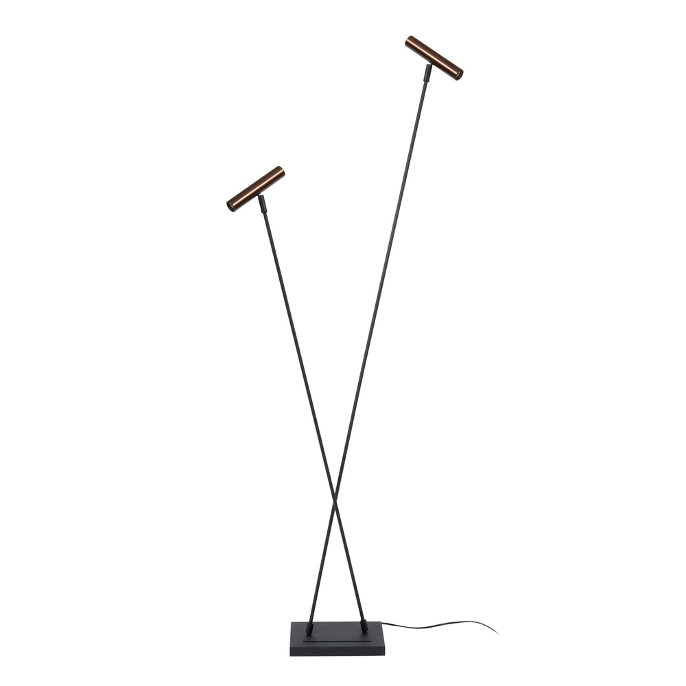 2-light floor lamp Duarte black with coffee brown Lucide Vibes 5411212032201