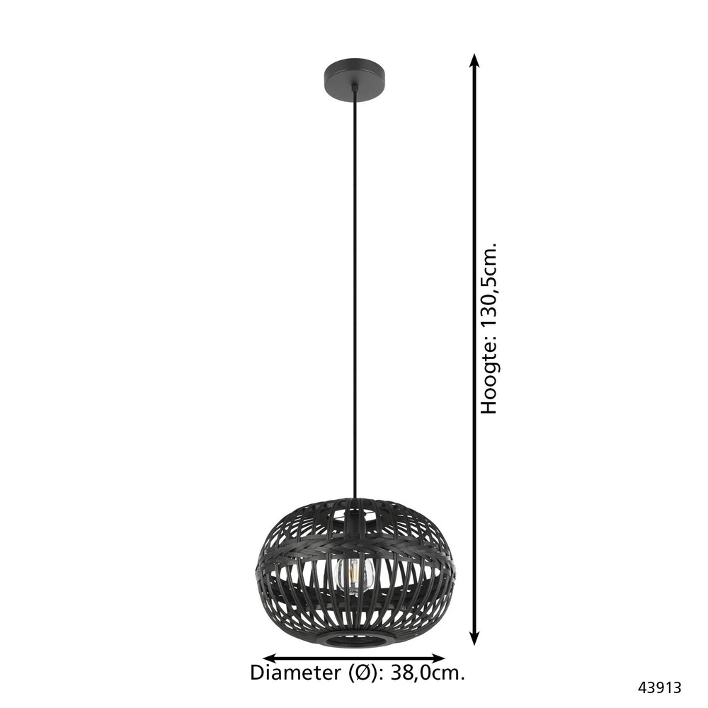 Black pendant lamp Towcester Ø 38cm - wood Eglo 9002759439132