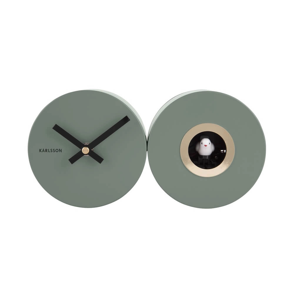 Wall Clock Duo Cuckoo green