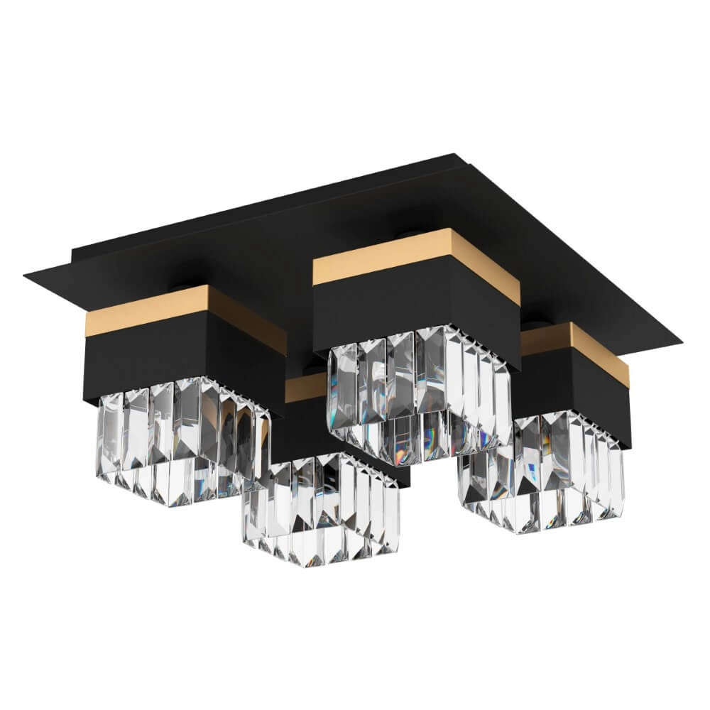 Designer ceiling lamp Barrancas black with gold