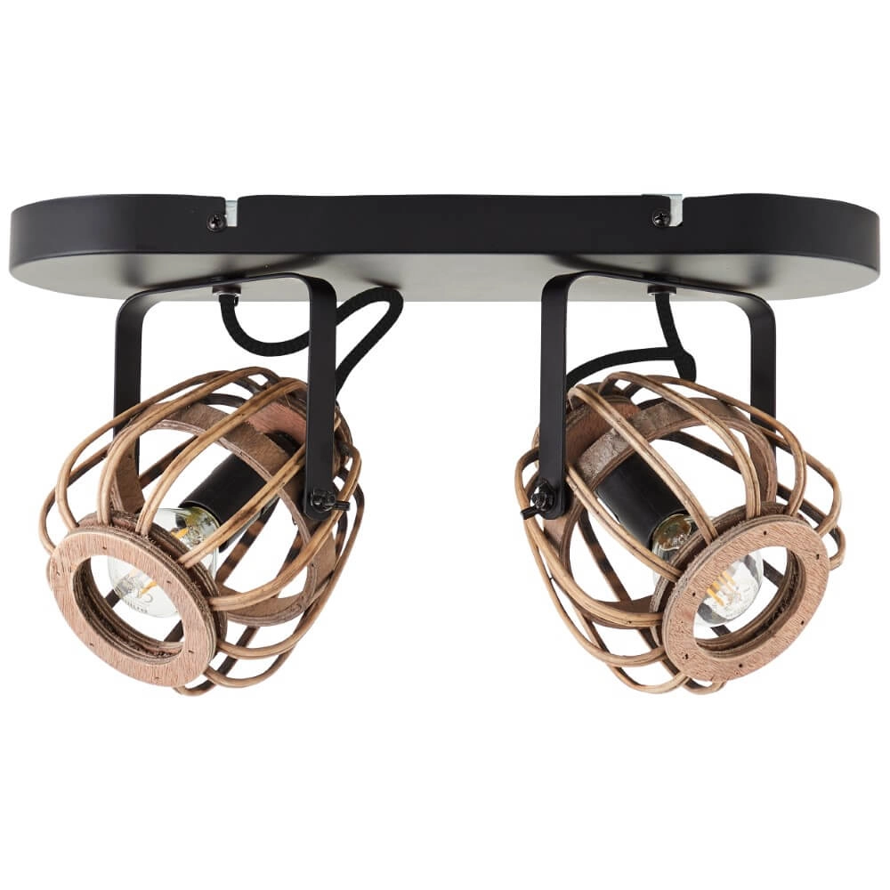 Rattan ceiling lamp Nikka 2-light black Brilliant 4004353402203