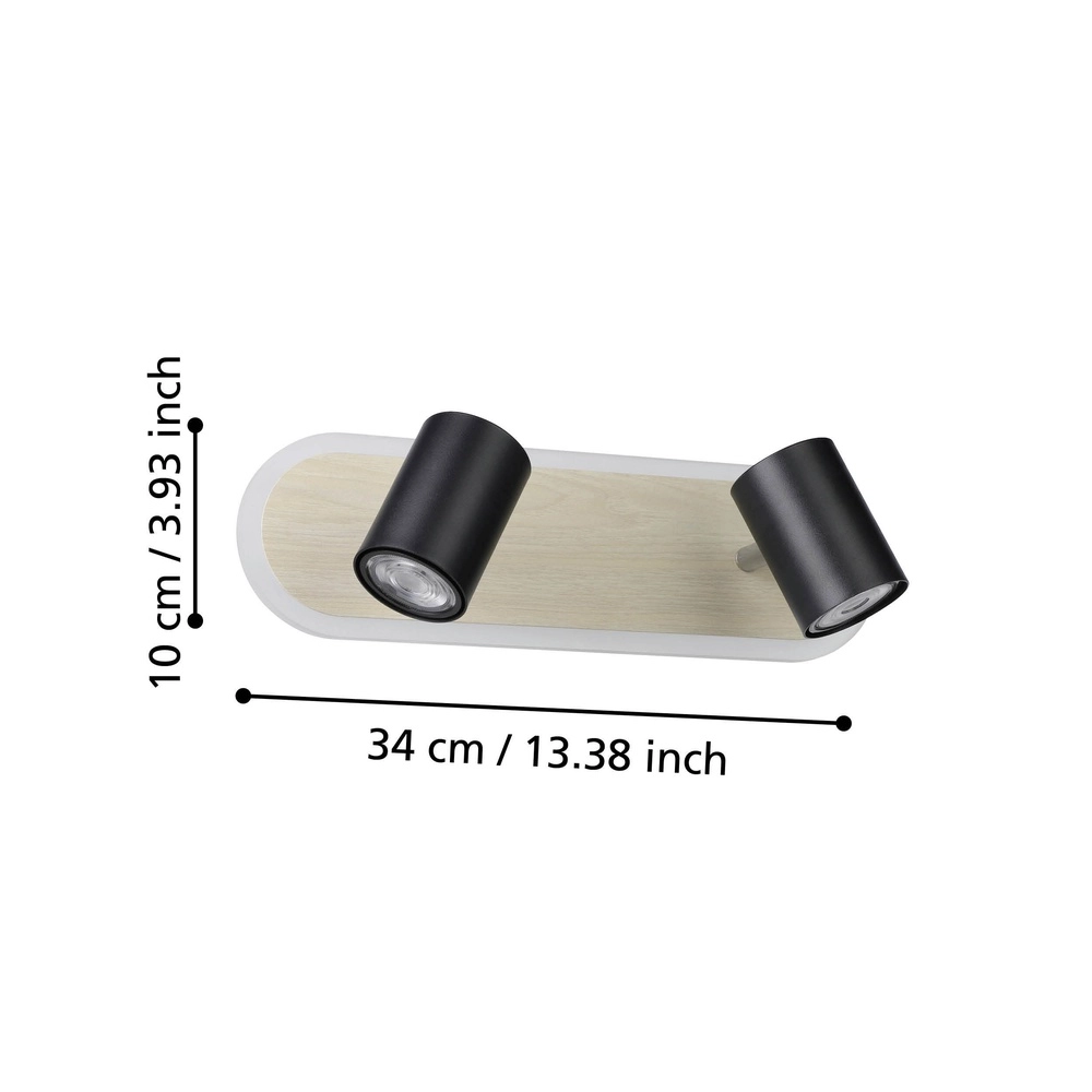 Led ceiling spot Rimbocchi 2L - black - wood look Eglo 9008606316526