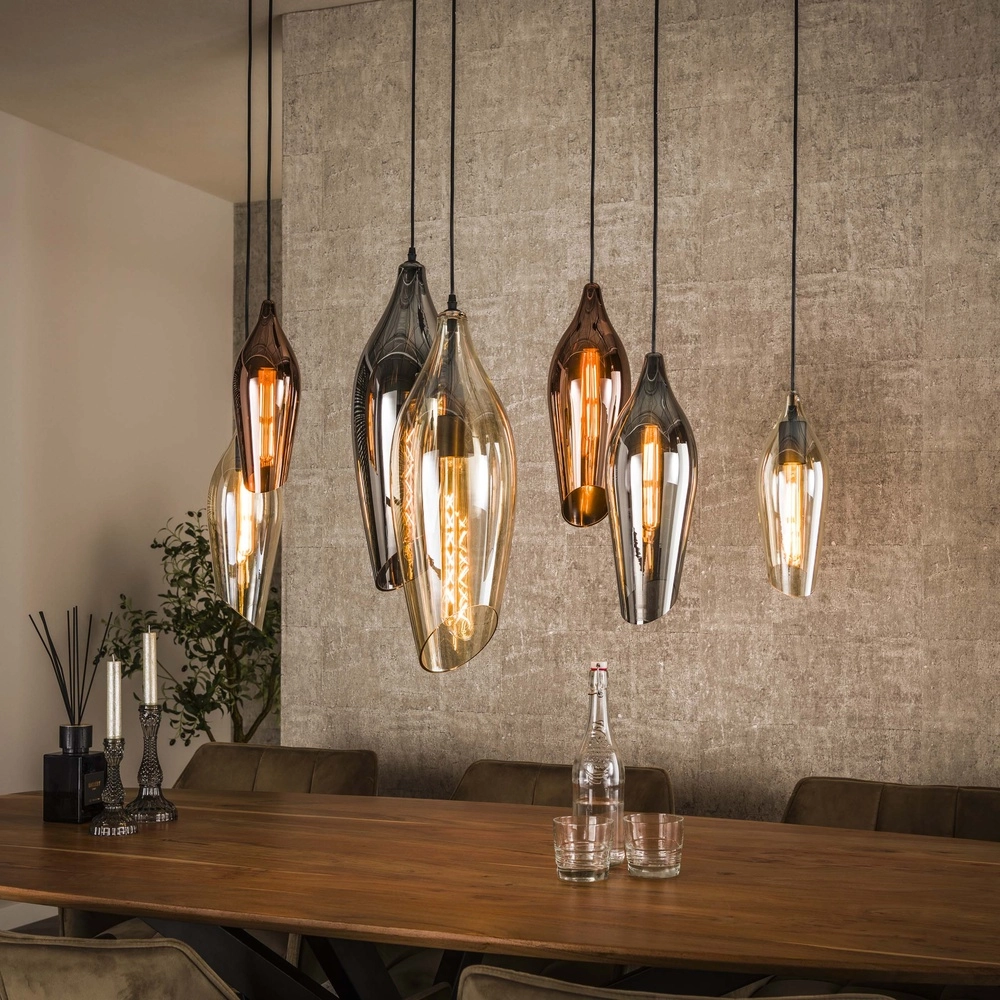 Glass pendant lamp Cocoon 7x colored glass