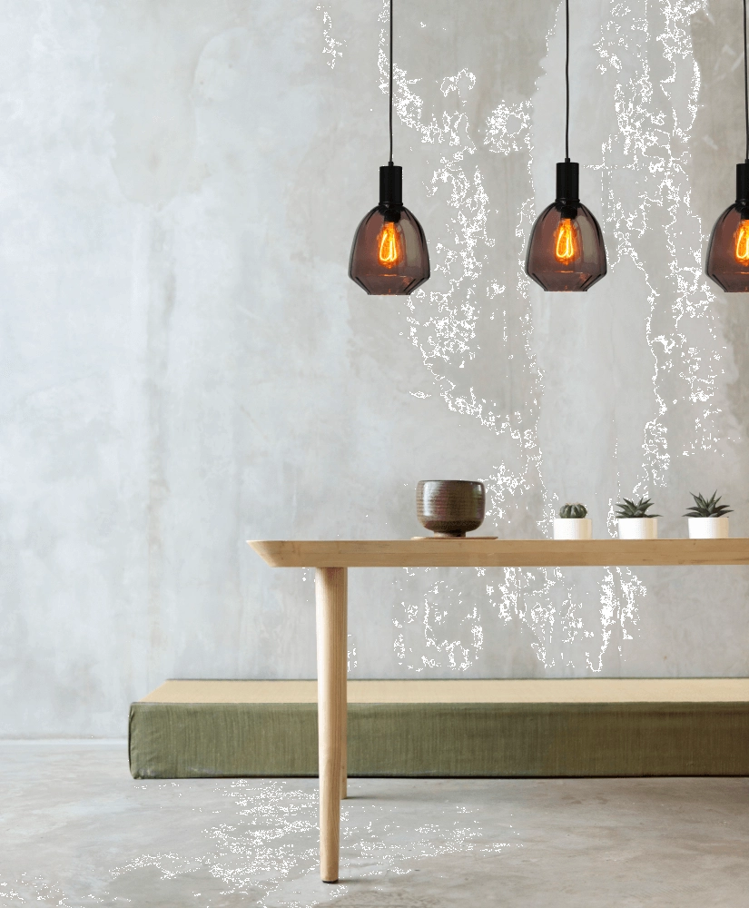3-light hanging lamp - black - Porto with Nicolette red glasses Masterlight 8718121269573