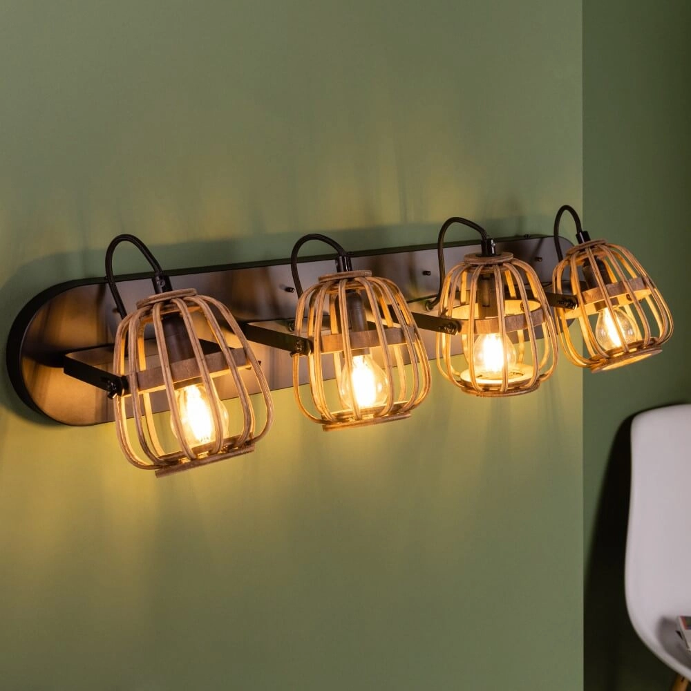 Rattan ceiling lamp Nikka 4-light black Brilliant 4004353402227