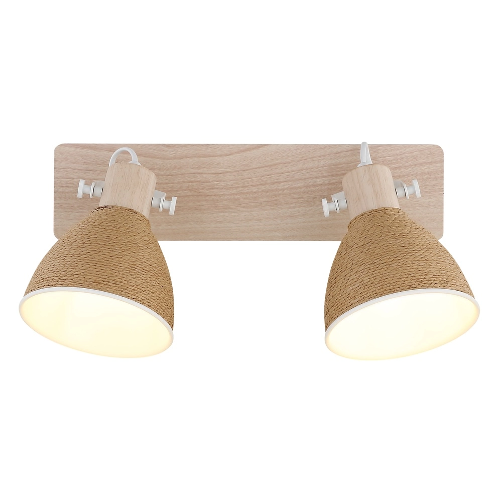 Ceiling lamp Lyndon 2-light white with rattan Globo 9007371583744