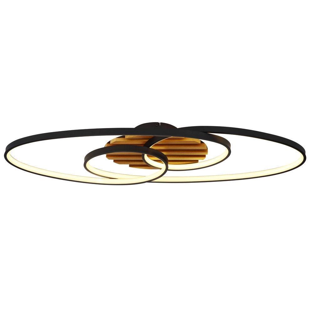 Oval ceiling lamp Tisha I black with wood Globo 9007371572281