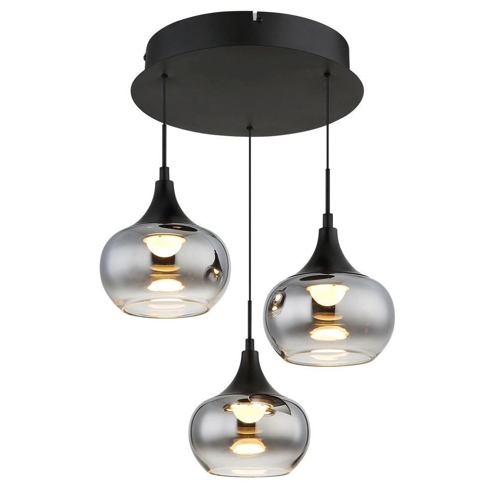 Design pendant lamp Lui 3-light black Globo 9007371586608