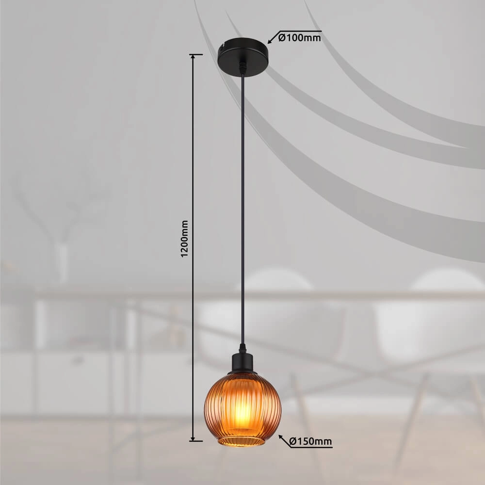 Pendant lamp Zumba orange glass Ø 15cm Globo 9007371455812