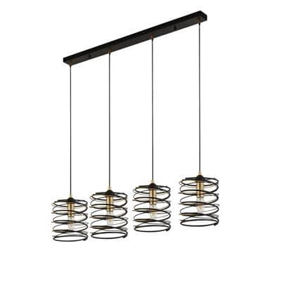 Pendant lamp Spring 4-light black with gold Searchlight 5053423185736