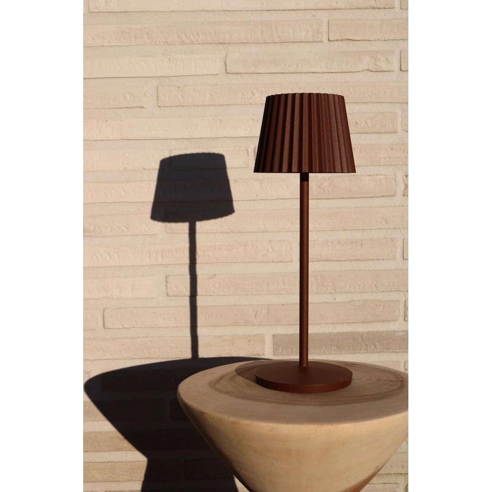 Rechargeable table lamp Justine Rust brown with charging station Lucide 5411212272195