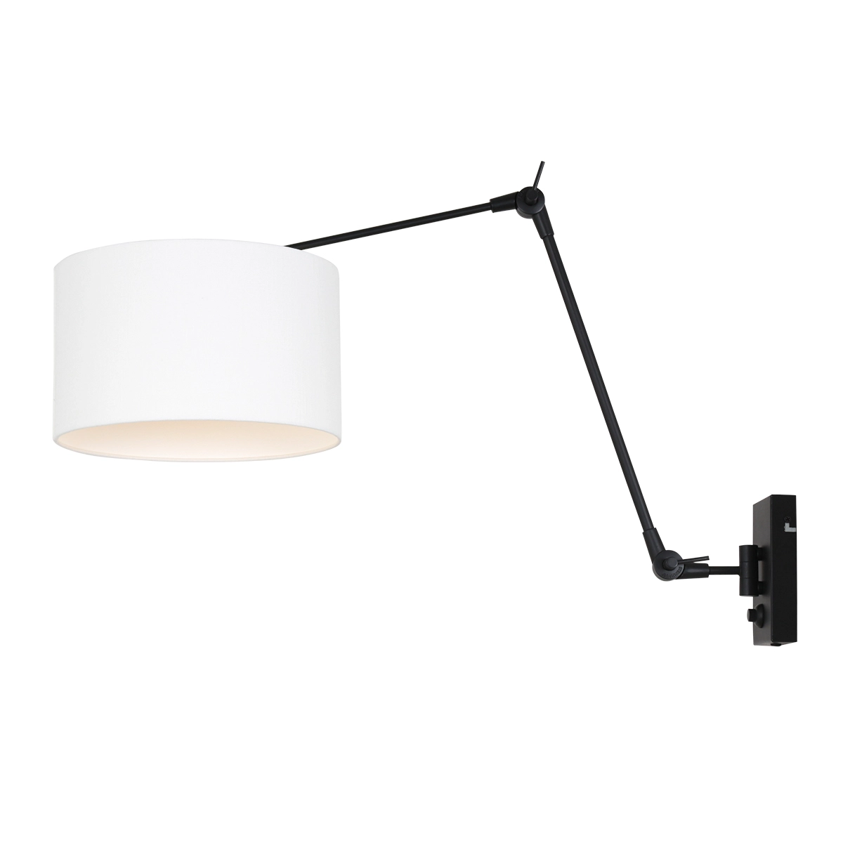 Wall Reading Lamp Prestige Chic black with 30cm white linen lampshade