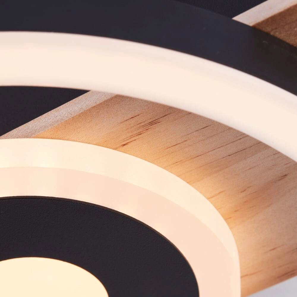 Ceiling lamp Maureen Ø 20cm black with wood Brilliant 4004353420054