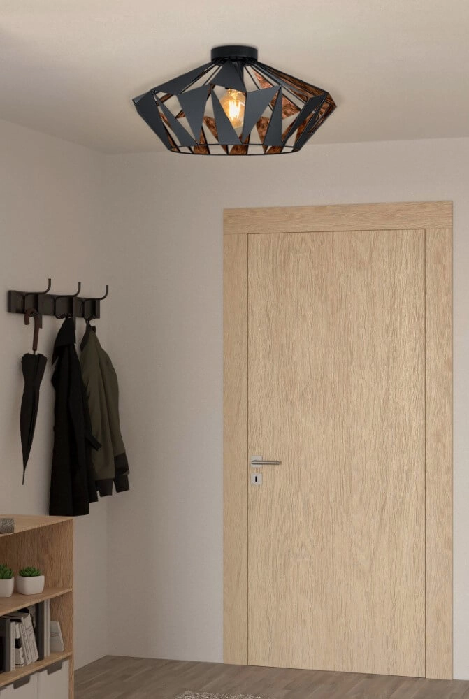 Ceiling lamp Carlton 6 black/copper Ø 47cm Eglo 9002759433994