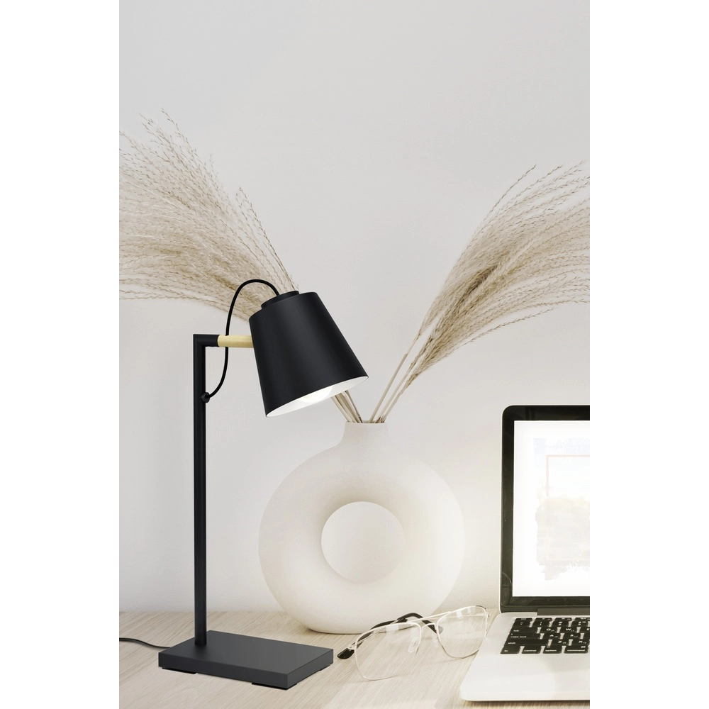 Stylish desk lamp Lacey black with wood look Eglo 9002759436131