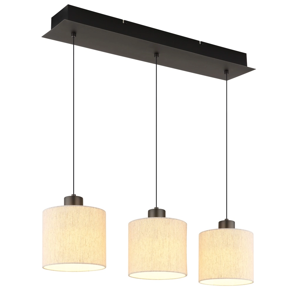 Gunmetal pendant lamp Thea 3-light straight