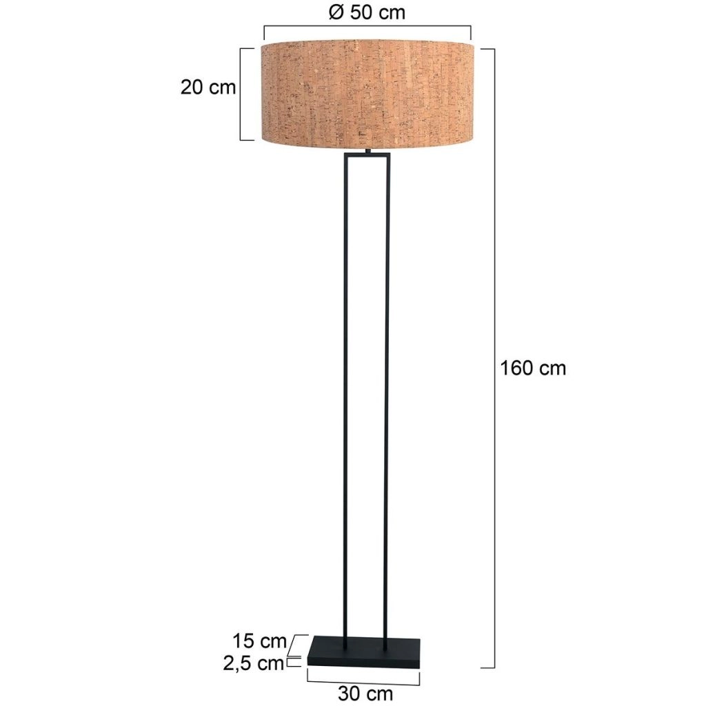 Black floor lamp Stang with cork cap Ø50cm Steinhauer 8712746180411