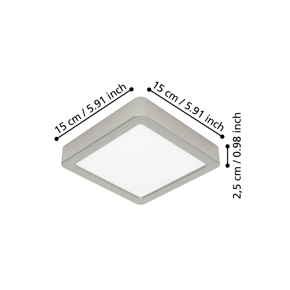 Led ceiling light Fueva 6 Square - Stainless Steel - 15x15cm Eglo 9008606330263