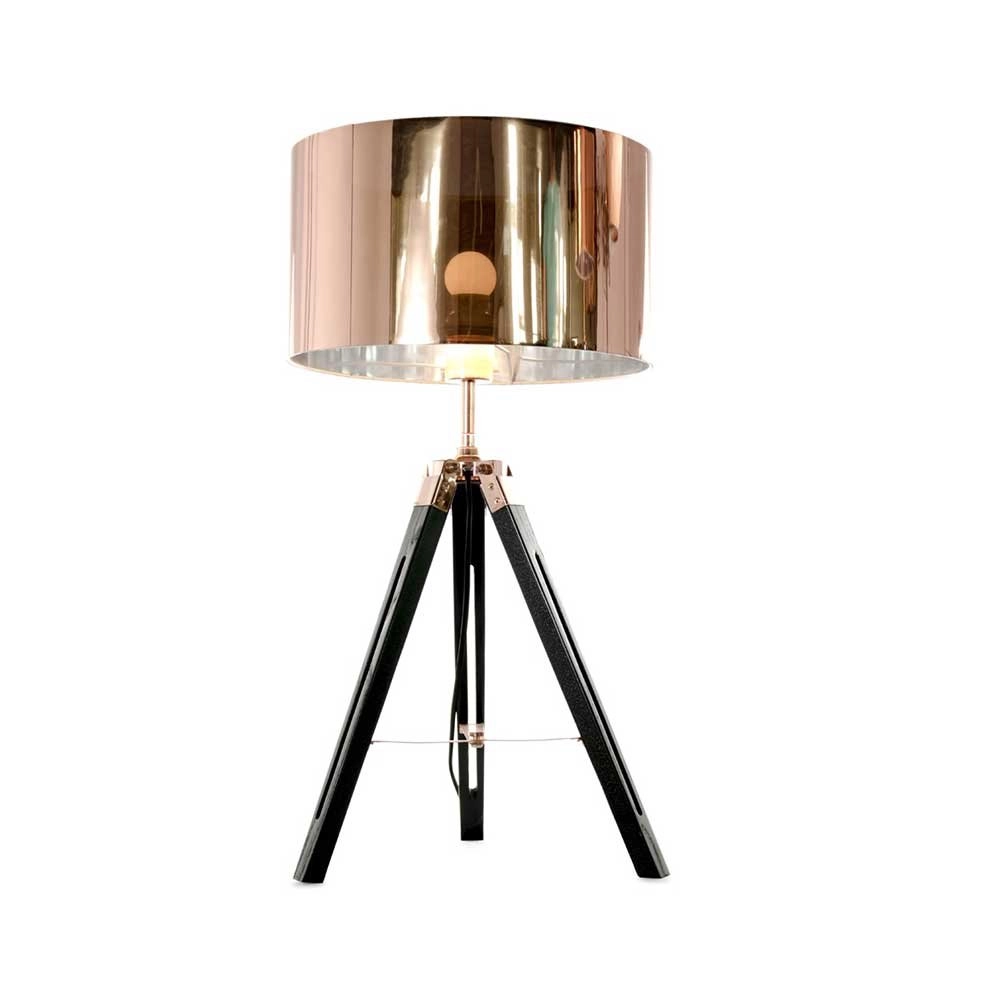 Tripod table lamp Jewel 67cm black with red copper