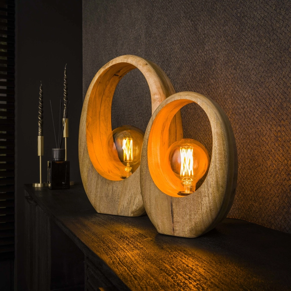 Mango Wood Table Lamp Arch 1x E27 - 30cm Lyora 8716803511453