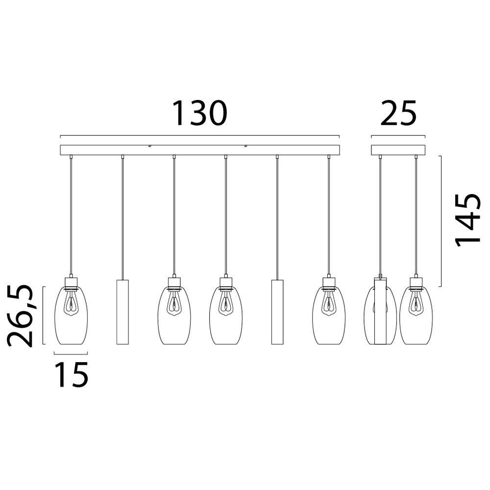 Glass pendant lamp Olive 4x Ø 15cm - 2x Run - sand Masterlight 8718121393636