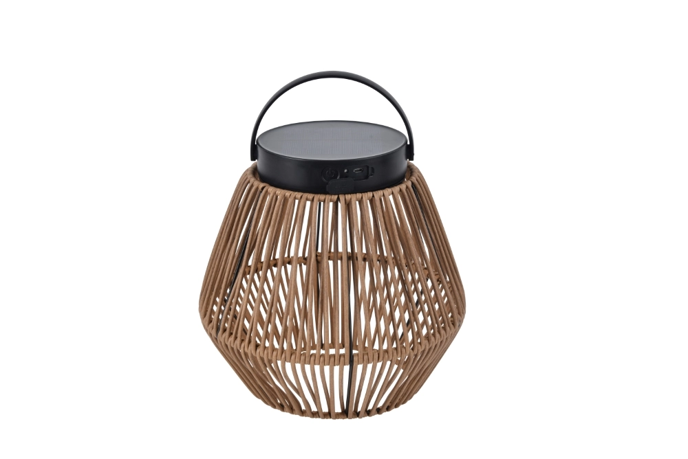 Solar table lamp Coppa rattan effect