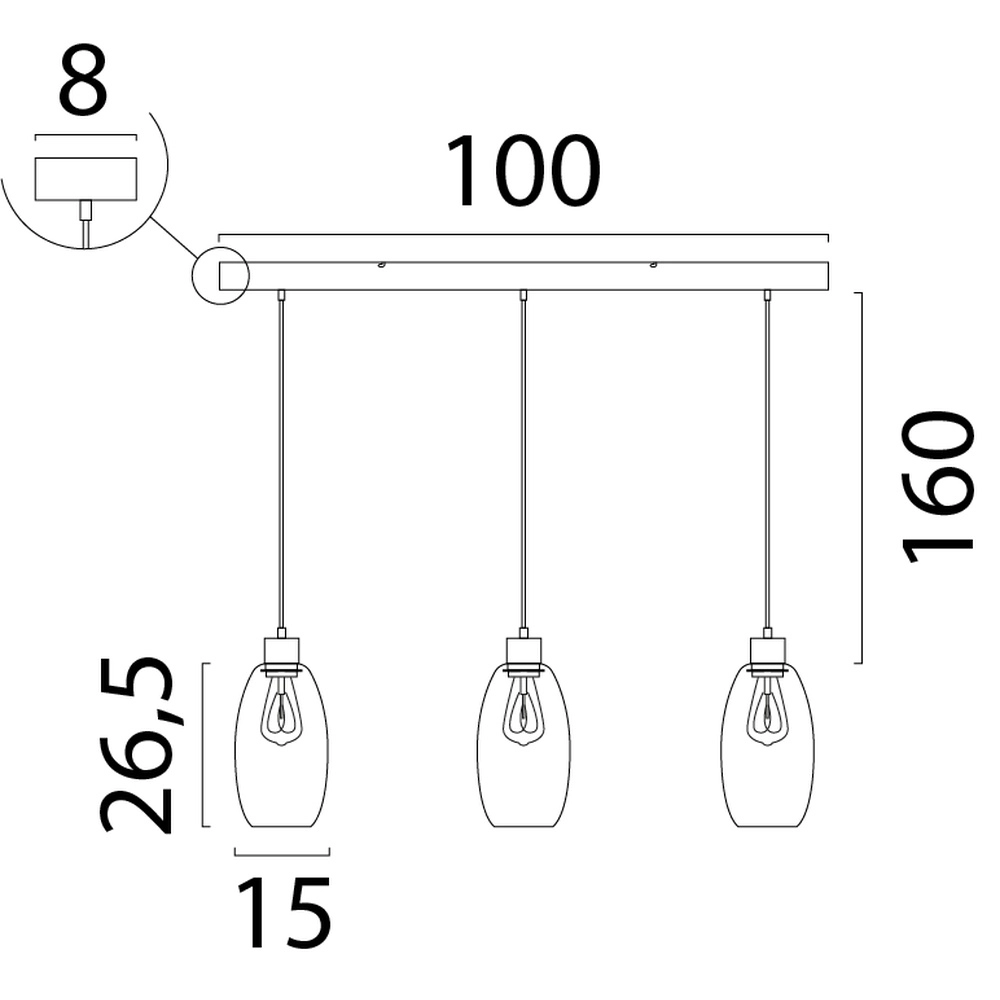 Glass pendant lamp Olive 3x Ø 15cm - sand Masterlight 8718121393988