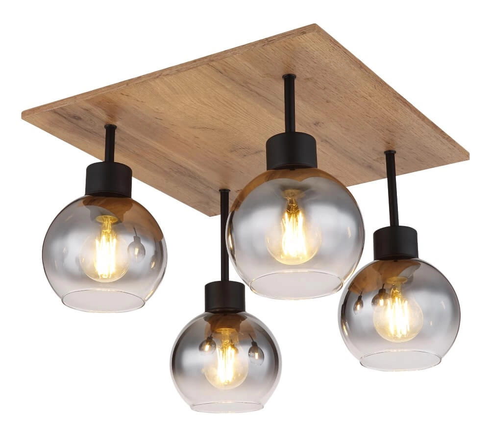 Rural ceiling lamp Moitas 4-light square