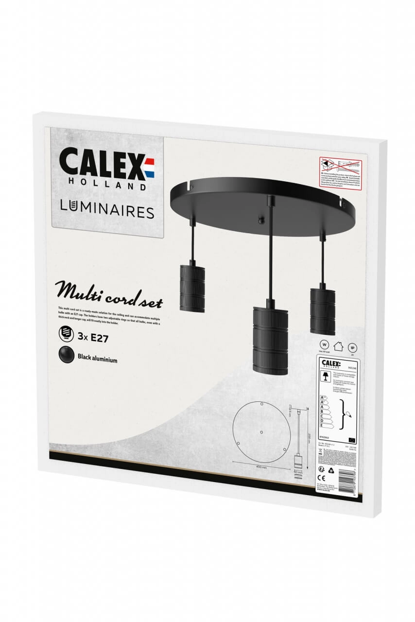 Triple Pendel Cord Disc 3-light 40cm black Circle 8712879143796