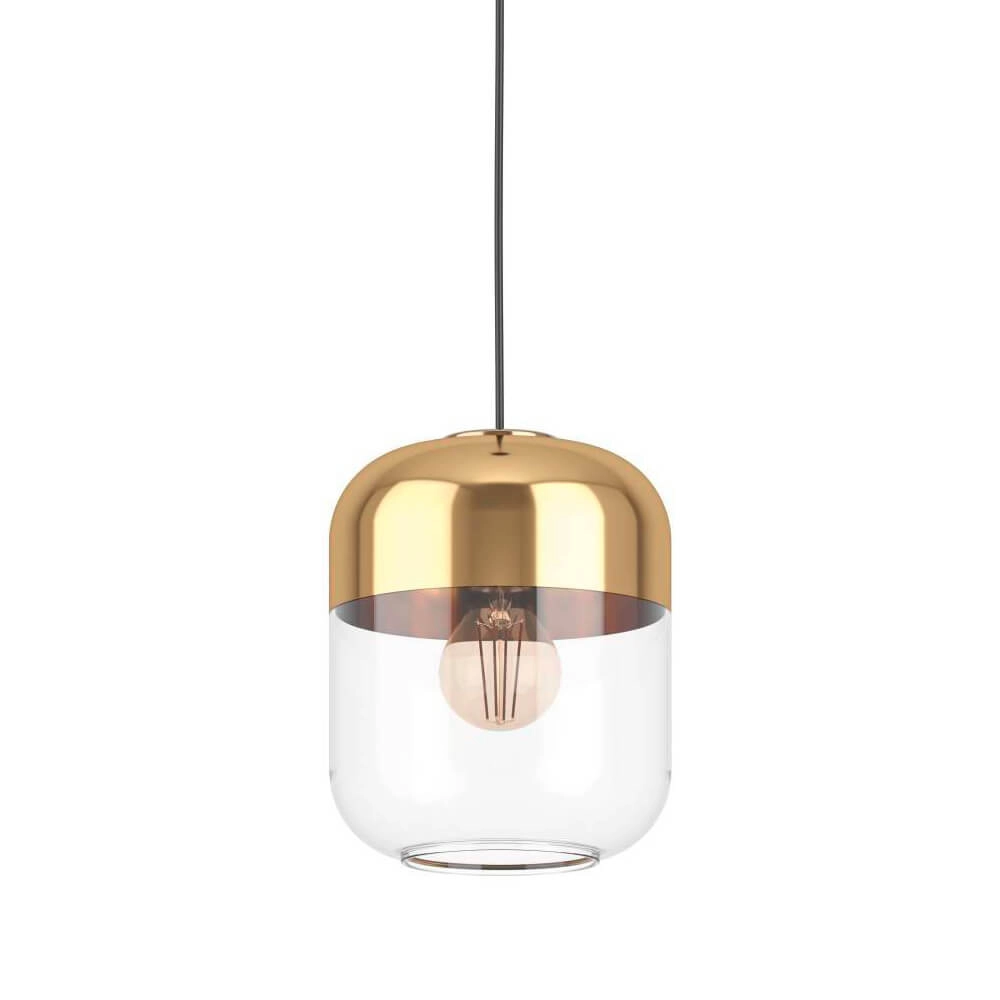 Golden pendant lamp Maryvilla with glass cover