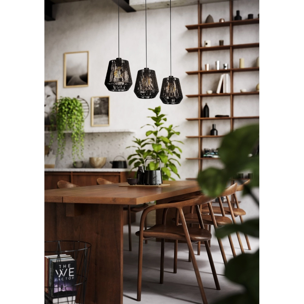 Rope Pendant Light Persley Dining room - Black Eglo 9002759441067