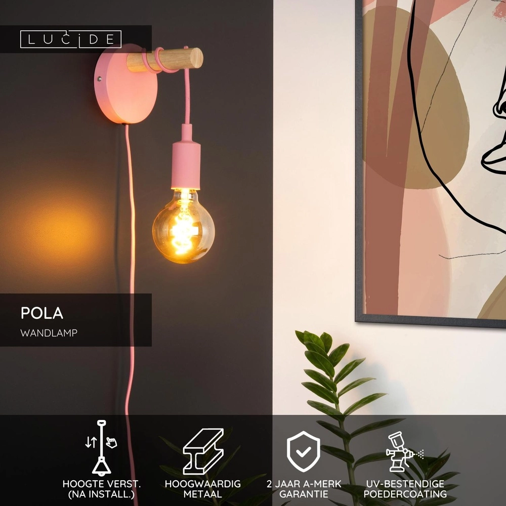 Wall lamp Pola pink Lucide 5411212082947
