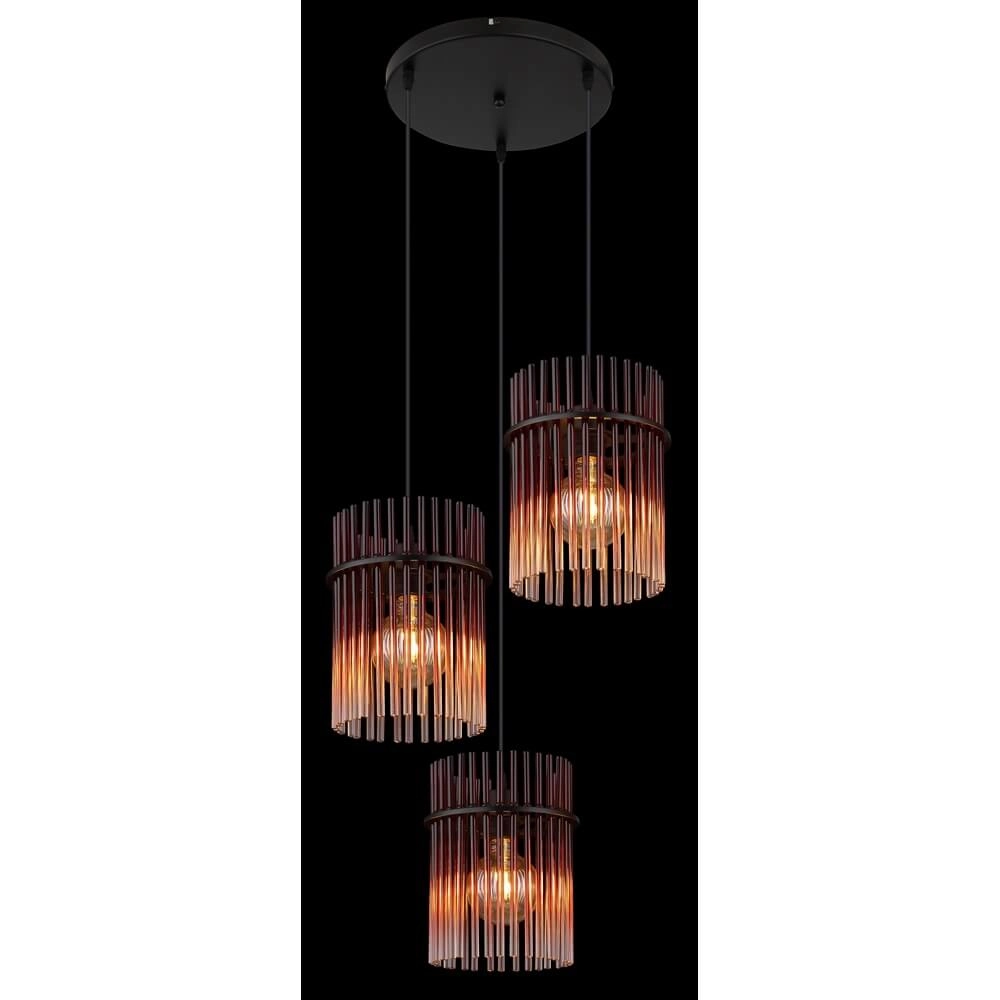 Black pendant lamp Gorley with red glass Ø 47cm Globo 9007371468966