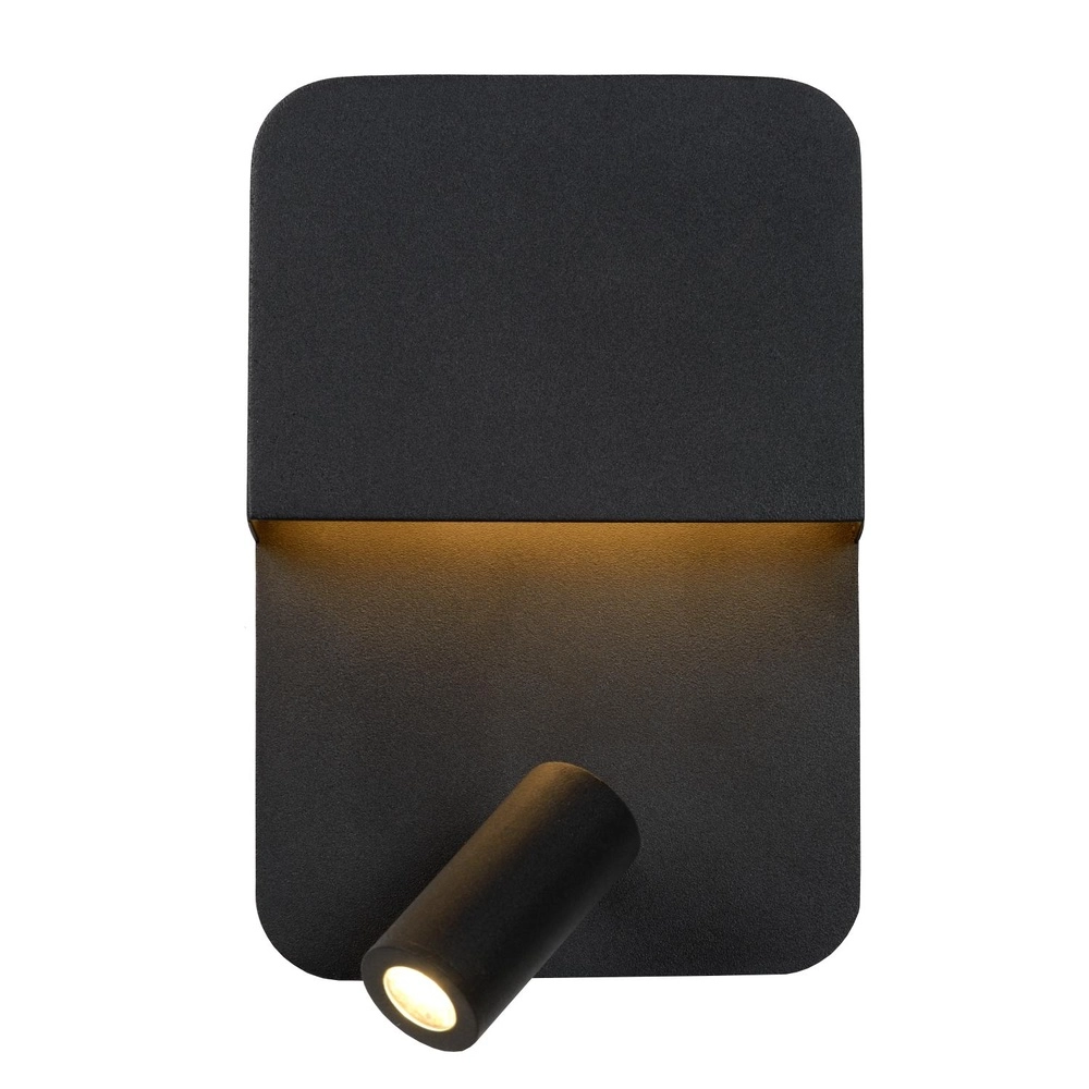 Bedside lamp Boxer black with USB charging point Lucide 5411212791535
