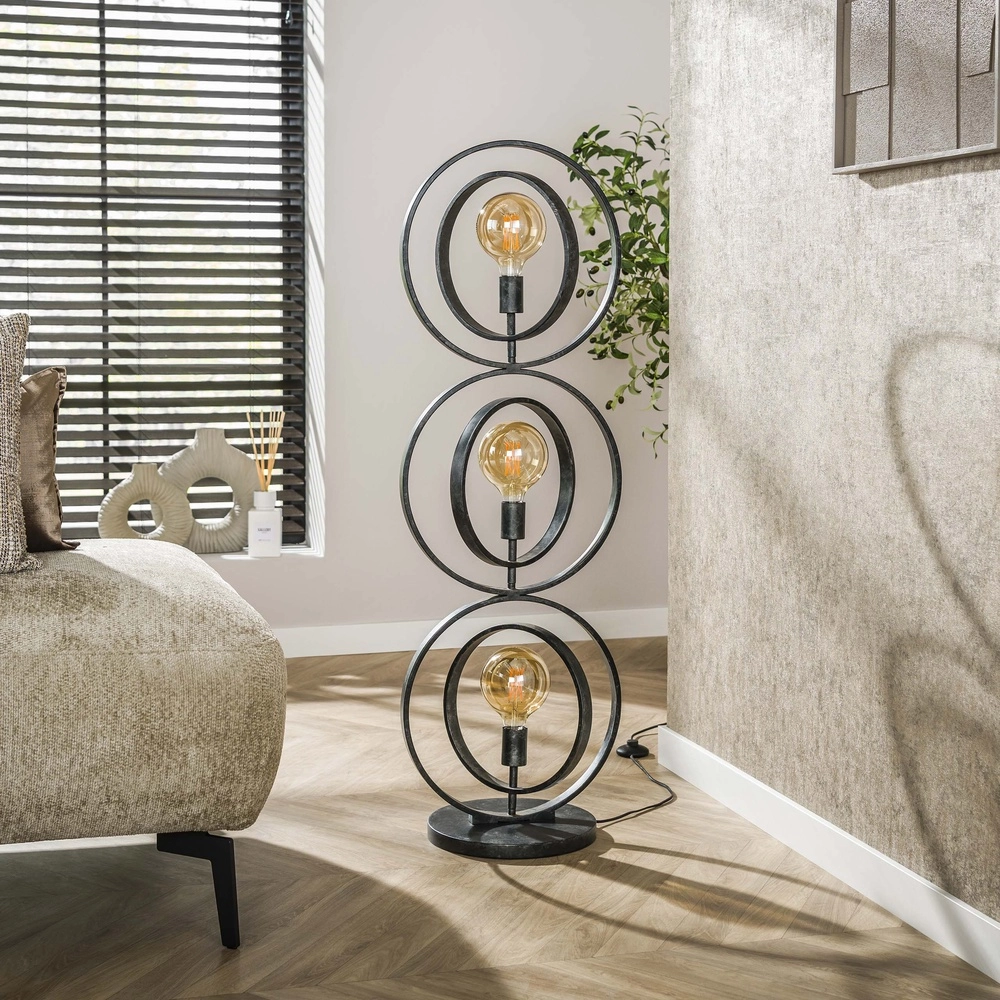 3-light charcoal floor lamp Turn E27 - Ø 40cm Lyora 8716803513082