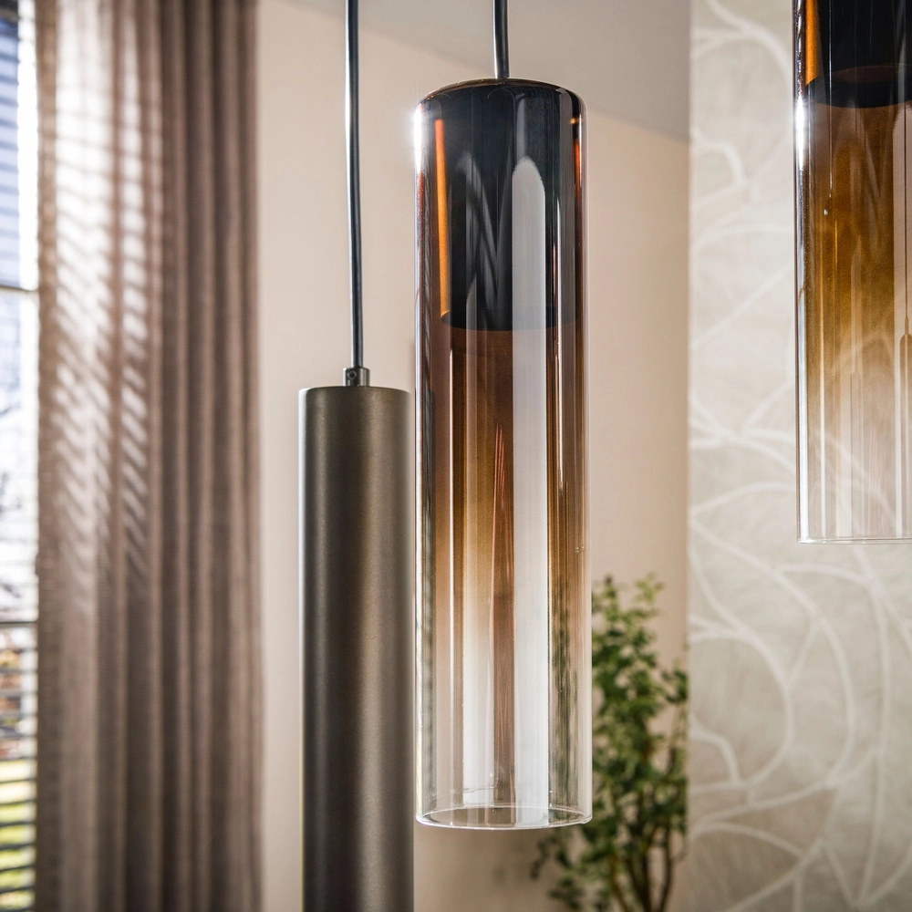Strakke hanglamp Lungo sienna bruin 7-lichts Lyora 8716803514904