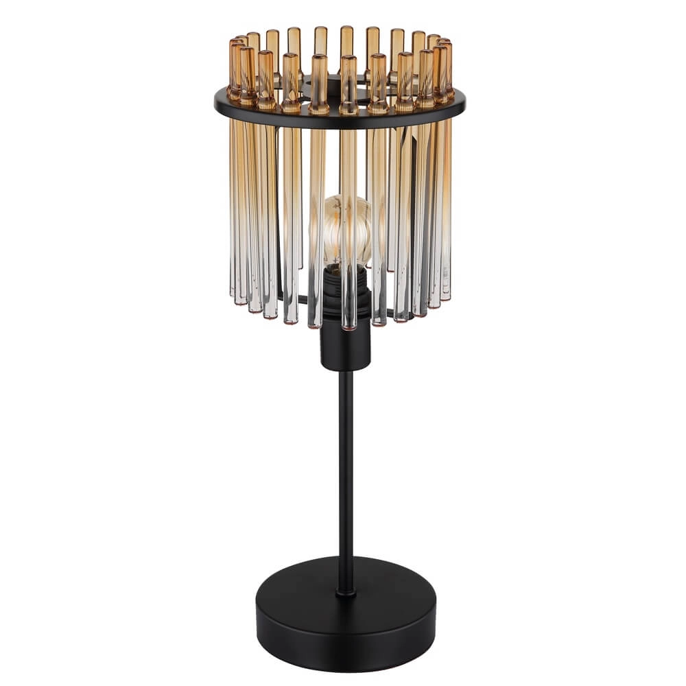 Black table lamp Gorley with amber glass Ø 15cm Globo 9007371474981