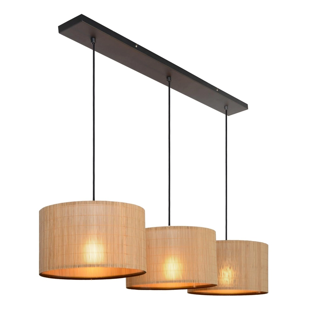 Pendant lamp Magius 3-light rattan Lucide 5411212031693