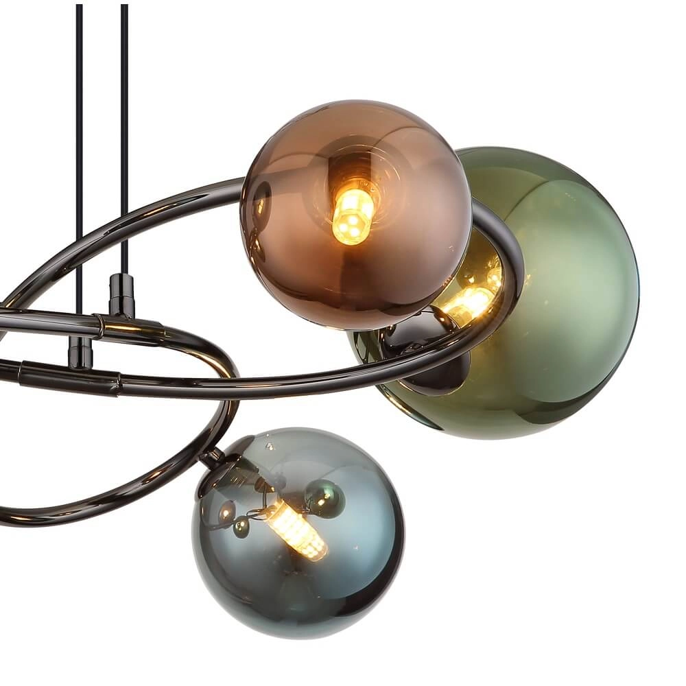 Black pendant lamp Riha Coloured glass 6-lights Globo 9007371447114