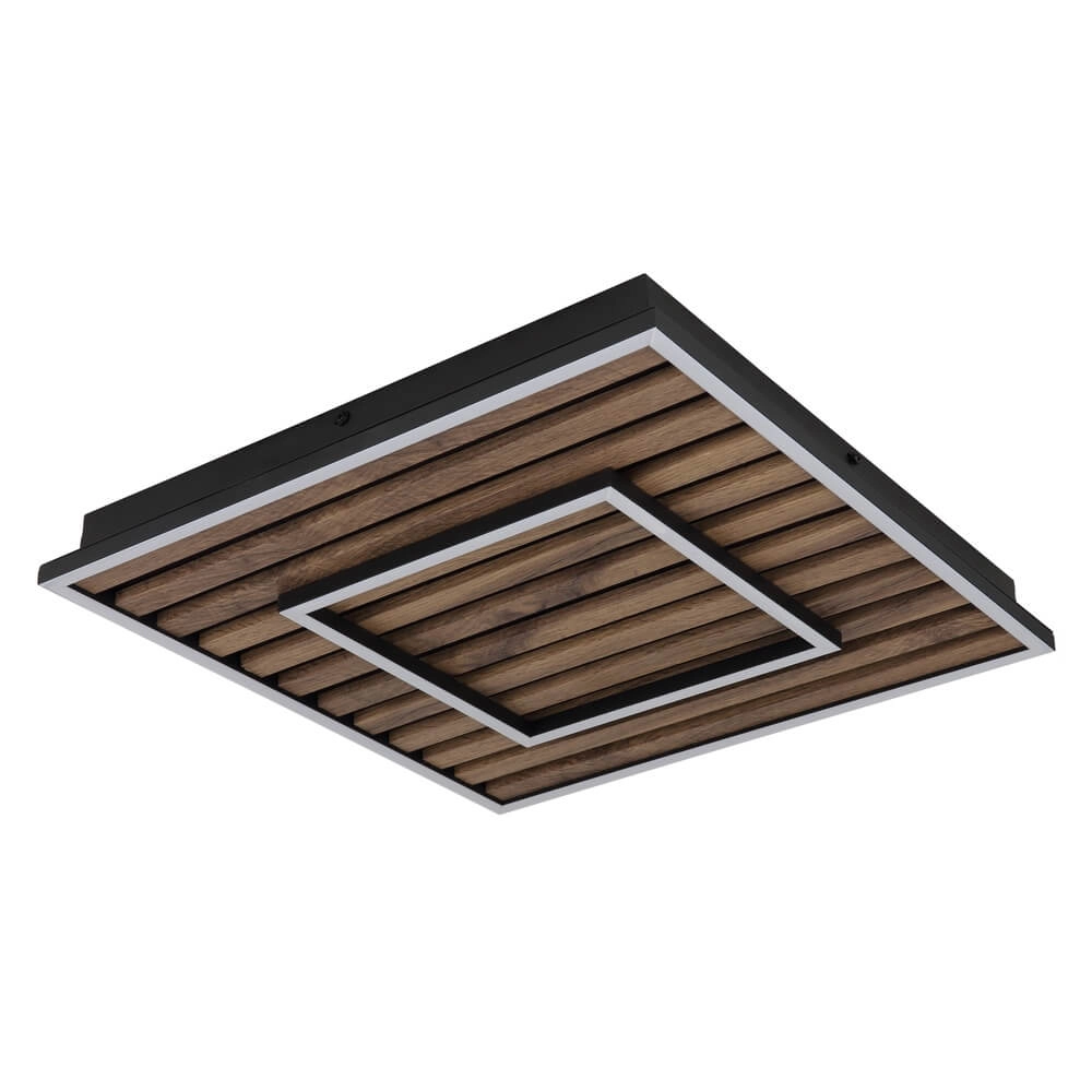 Ceiling lamp Woody black with wood square Globo 9007371510573