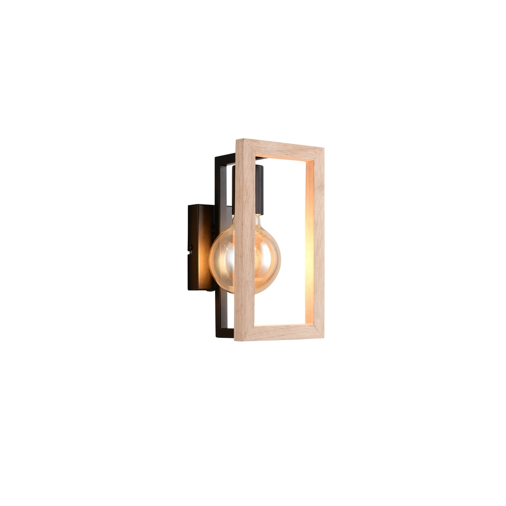 Design wall lamp Bano black with wood Trio 4017807670899