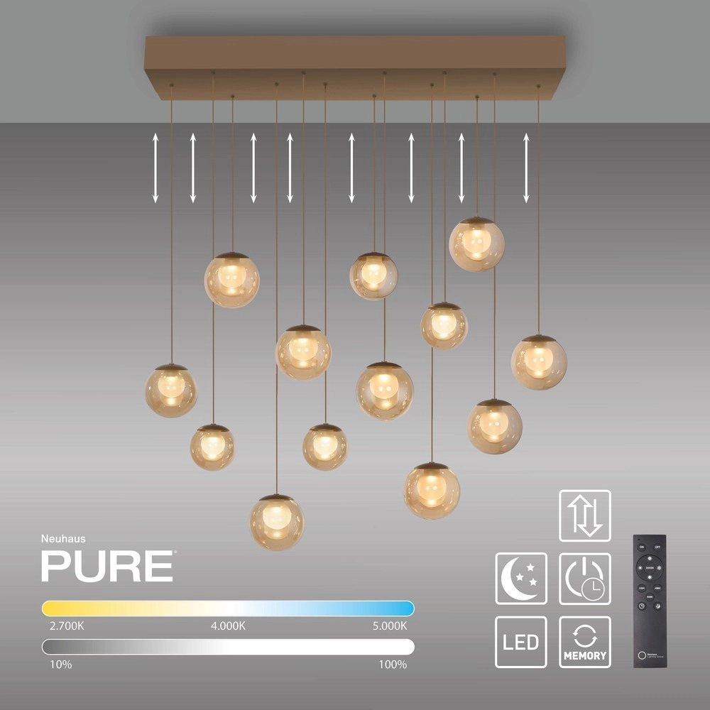 13-light pendant lamp Pure Popup Bronce Paul Neuhaus 4012248398319